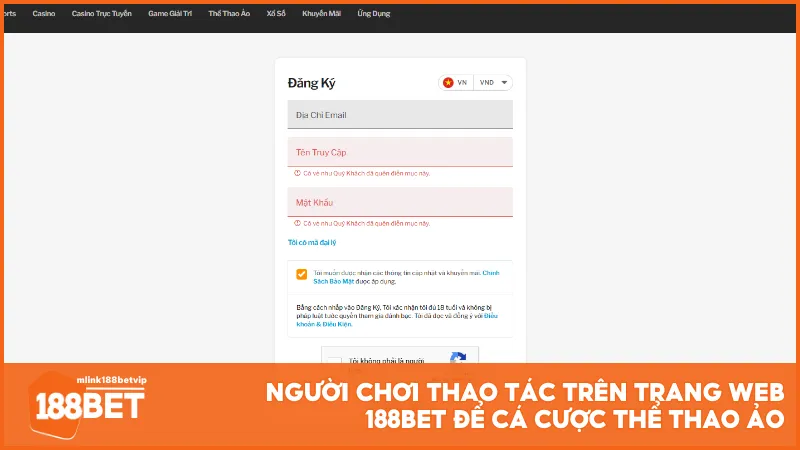 Người chơi thao tác trên trang web 188BET để cá cược thể thao ảo