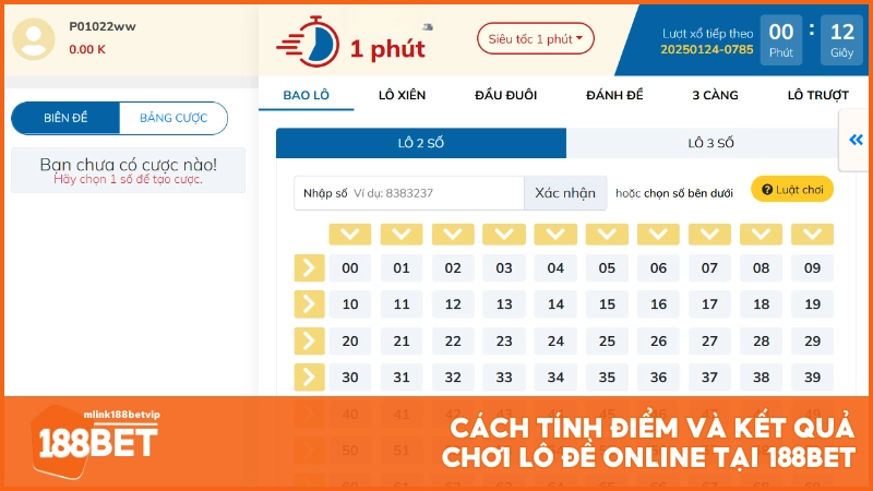 Cách tính điểm và kết quả chơi lô đề online tại 188BET