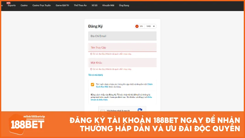 Đăng ký tài khoản 188BET ngay để nhận thưởng hấp dẫn và ưu đãi độc quyền