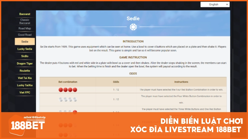 Diễn biến luật chơi Xóc Đĩa Livestream 188BET 
