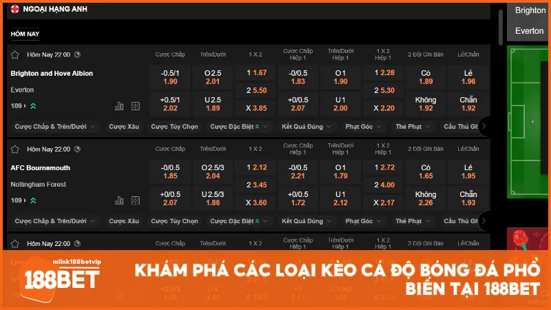 Khám phá các loại kèo cá độ bóng đá phổ biến tại 188BET