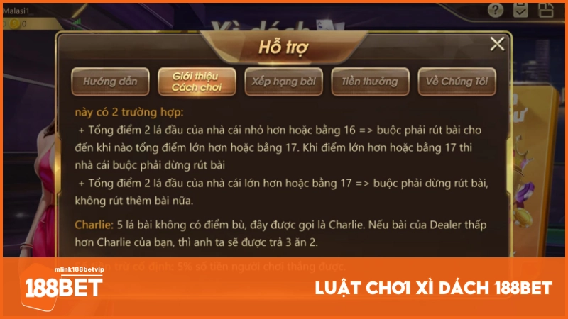 Luật chơi Xì Dách 188BET 