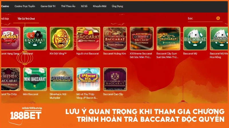 Lưu ý quan trọng khi tham gia chương trình hoàn trả Baccarat độc quyền