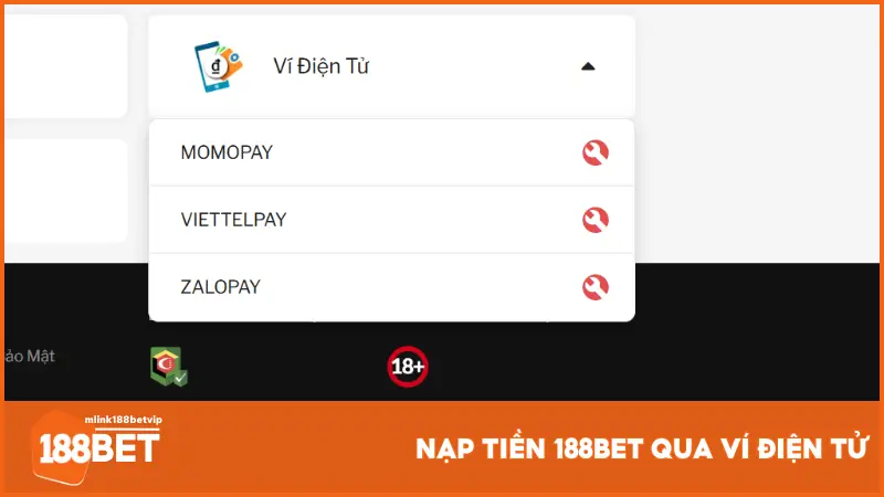 Nạp tiền 188Bet qua ví điện tử