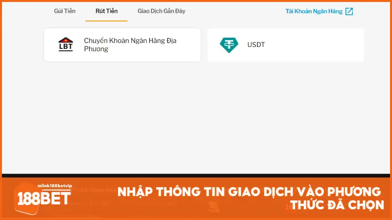 Nhập thông tin giao dịch vào phương thức đã chọn