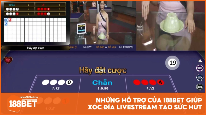 Những hỗ trợ của 188BET giúp Xóc Đĩa Livestream tạo sức hút