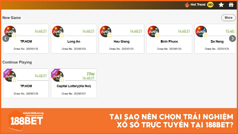 Tại sao nên chọn trải nghiệm xổ số trực tuyến tại 188BET?